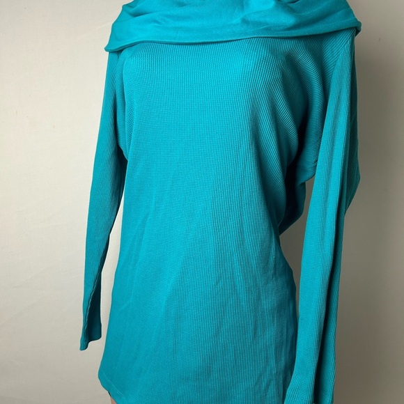 Vibrant Blue Cowl Neck Sweater with Fine Knit - Picture 3 of 9